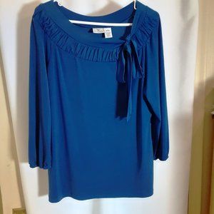 Worthington Stretch Dark Royal Blue Top/Blouse Size Large